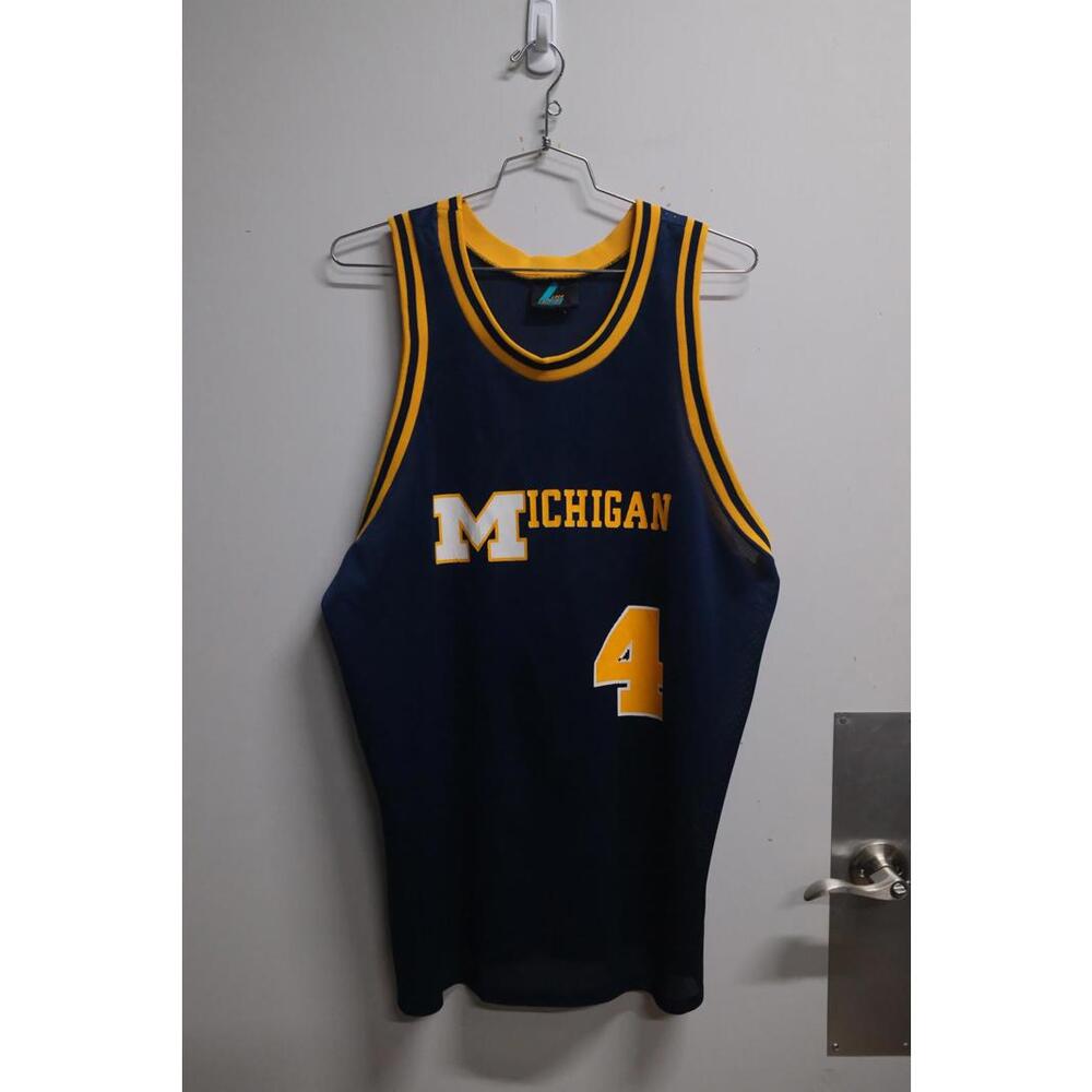90's Logo Atheltic Michigan Wolverines #4 Basketball Jersey